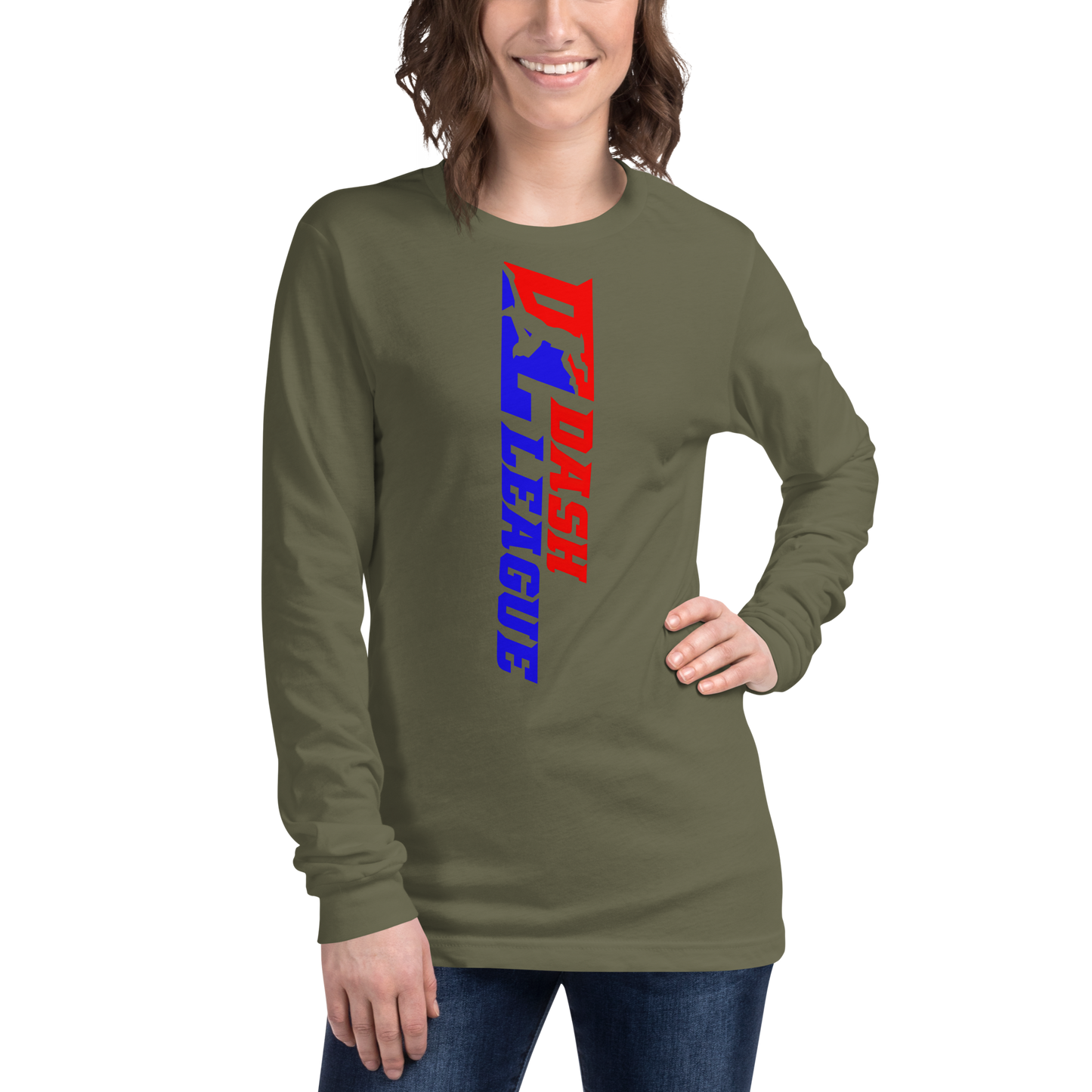 Camisa unisex de manga larga con logotipo DL de color ancho (delante y detrás)