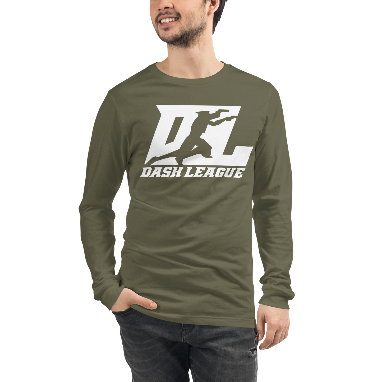 Camisa unisex de manga larga blanca con logotipo DL