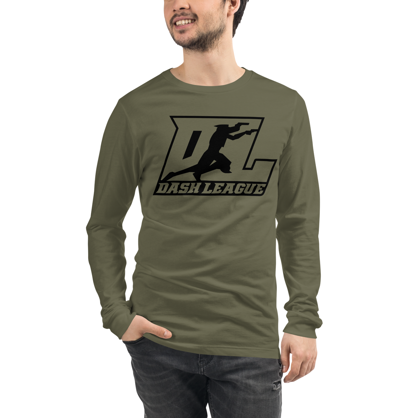 Camisa unisex de manga larga con logotipo DL en color negro