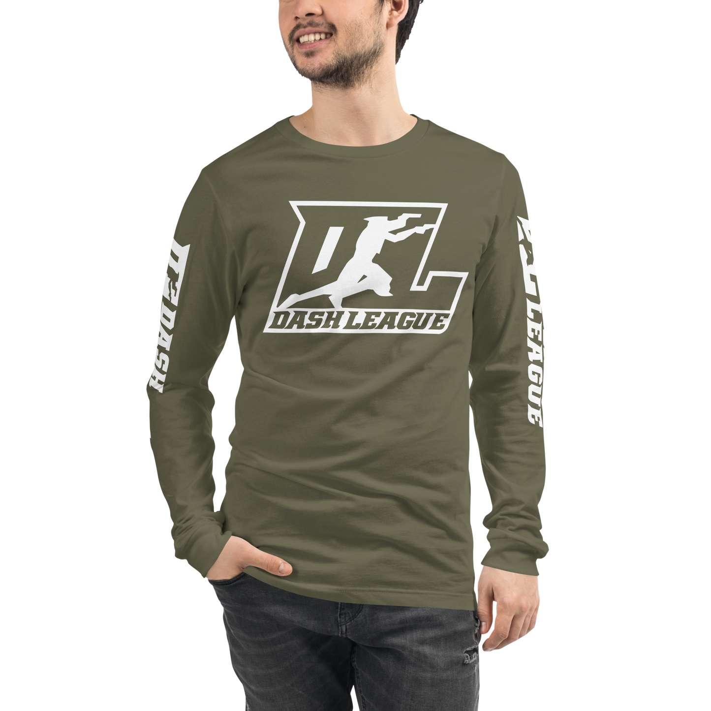Long Sleeve Shirt White Outline DL Logo (Front+Sleeves)