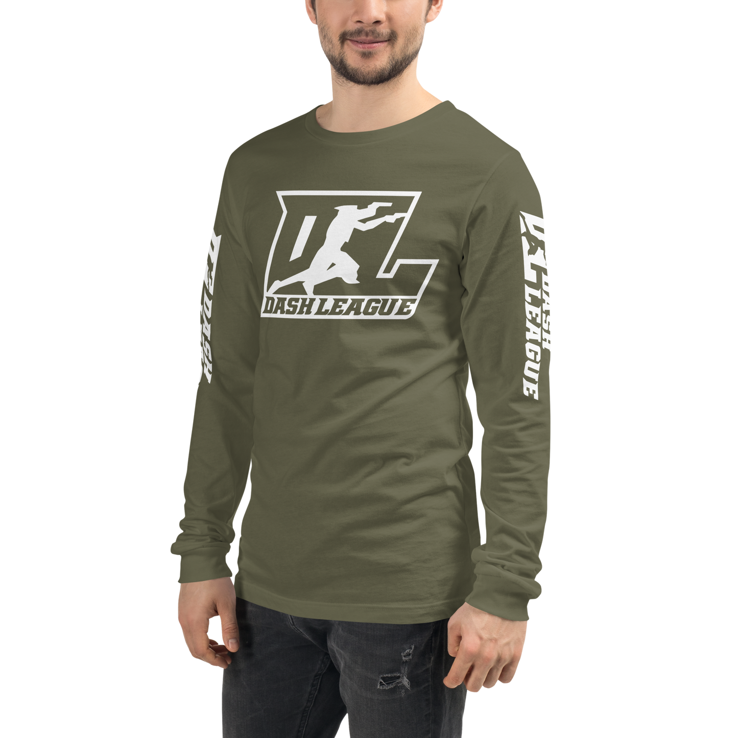 Long Sleeve Shirt White Outline DL Logo (Front+Sleeves)