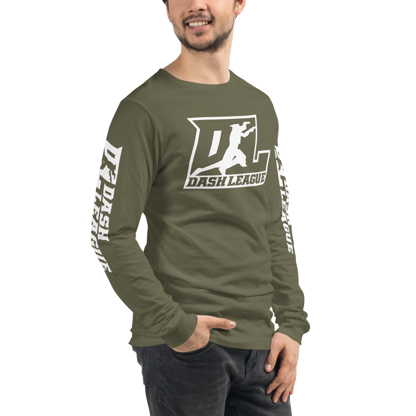 Long Sleeve Shirt White Outline DL Logo (Front+Sleeves)