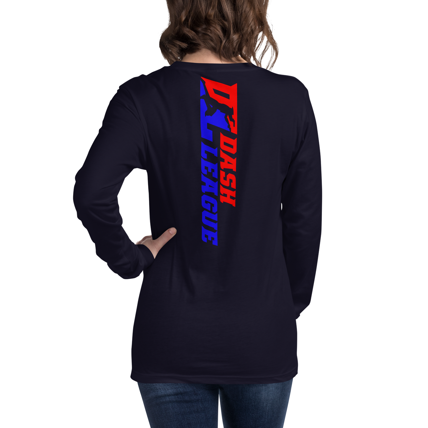 Camisa unisex de manga larga con logotipo DL de color ancho (delante y detrás)