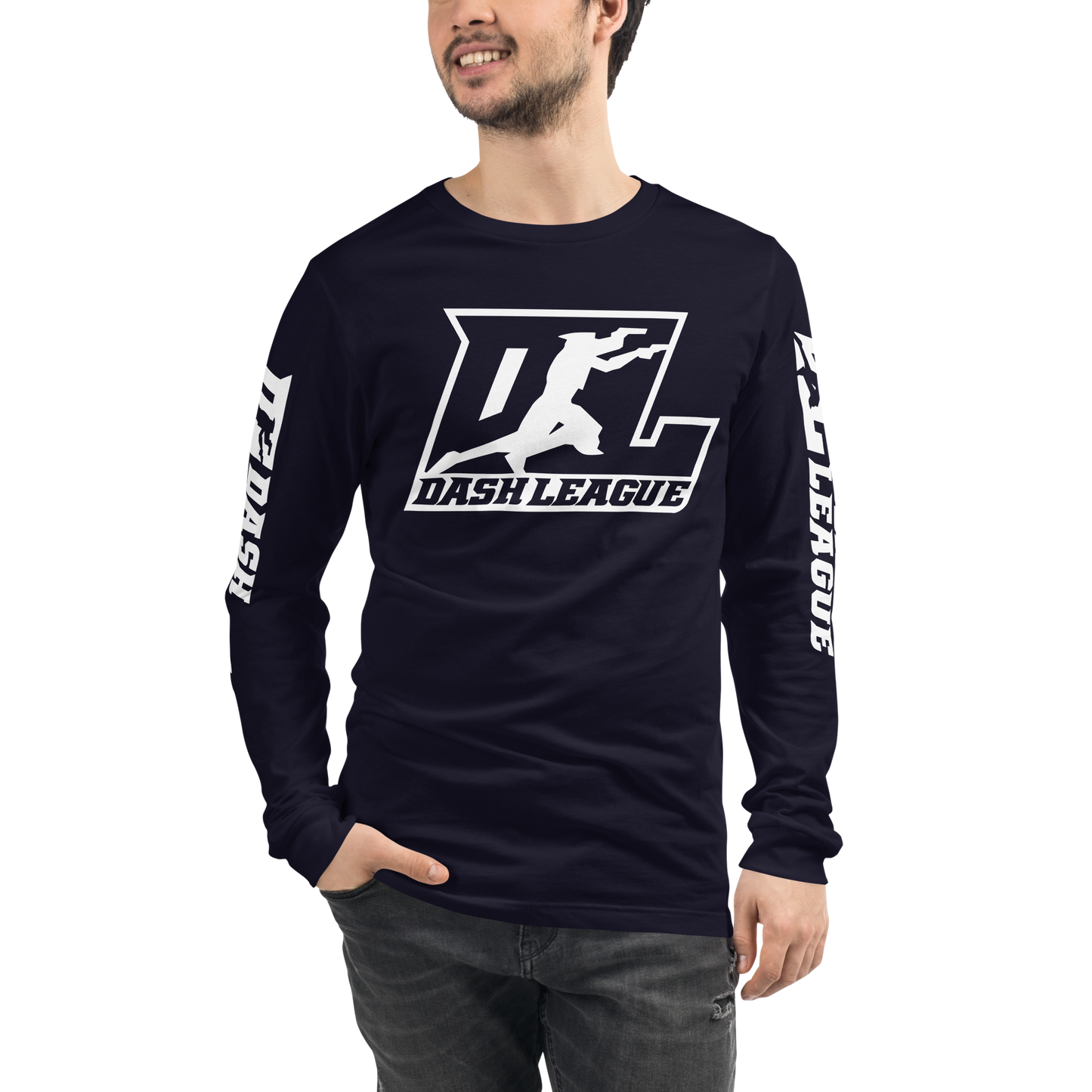 Long Sleeve Shirt White Outline DL Logo (Front+Sleeves)