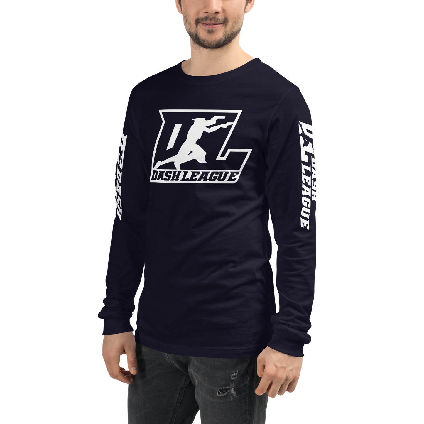 Long Sleeve Shirt White Outline DL Logo (Front+Sleeves)