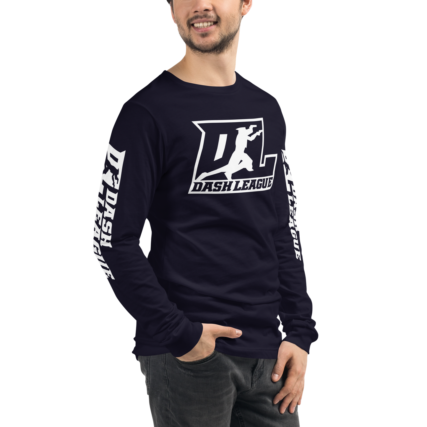 Long Sleeve Shirt White Outline DL Logo (Front+Sleeves)