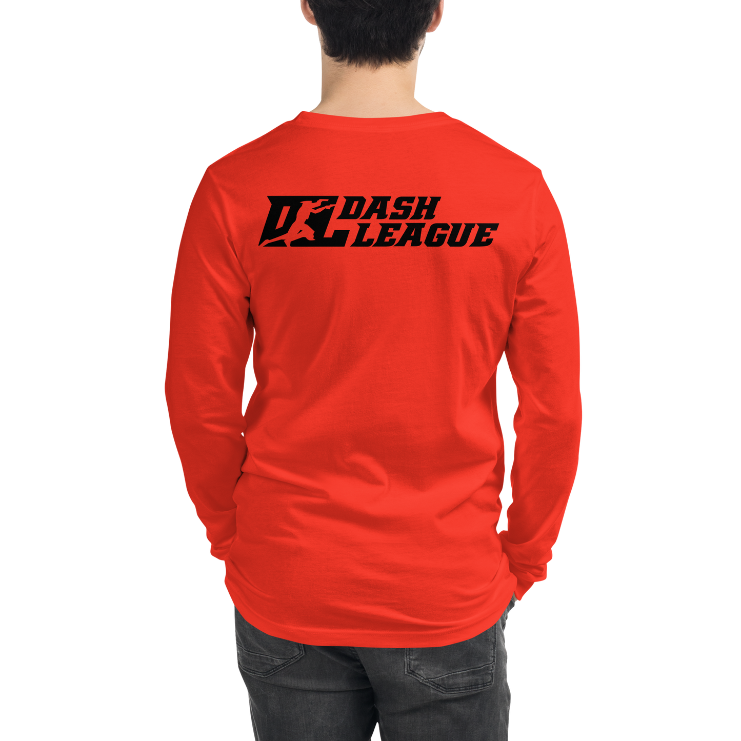 Camisa unisex de manga larga con logotipo DL de contorno negro (parte delantera y trasera)