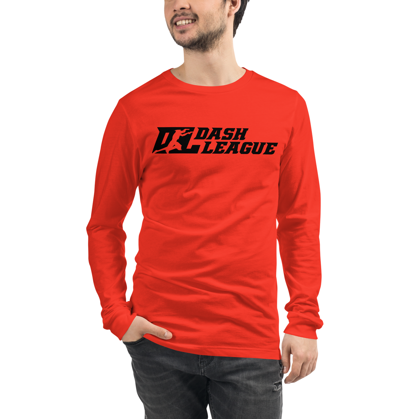 Camisa unisex de manga larga negra con logotipo DL ancho