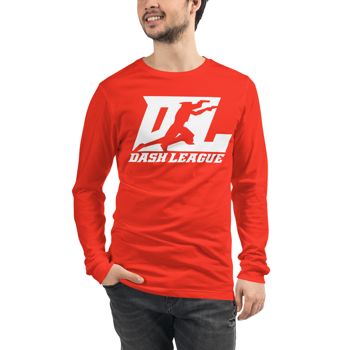 Camisa unisex de manga larga blanca con logotipo DL