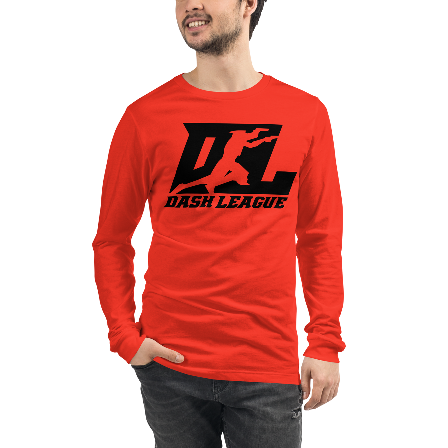 Camisa unisex de manga larga negra con logotipo DL