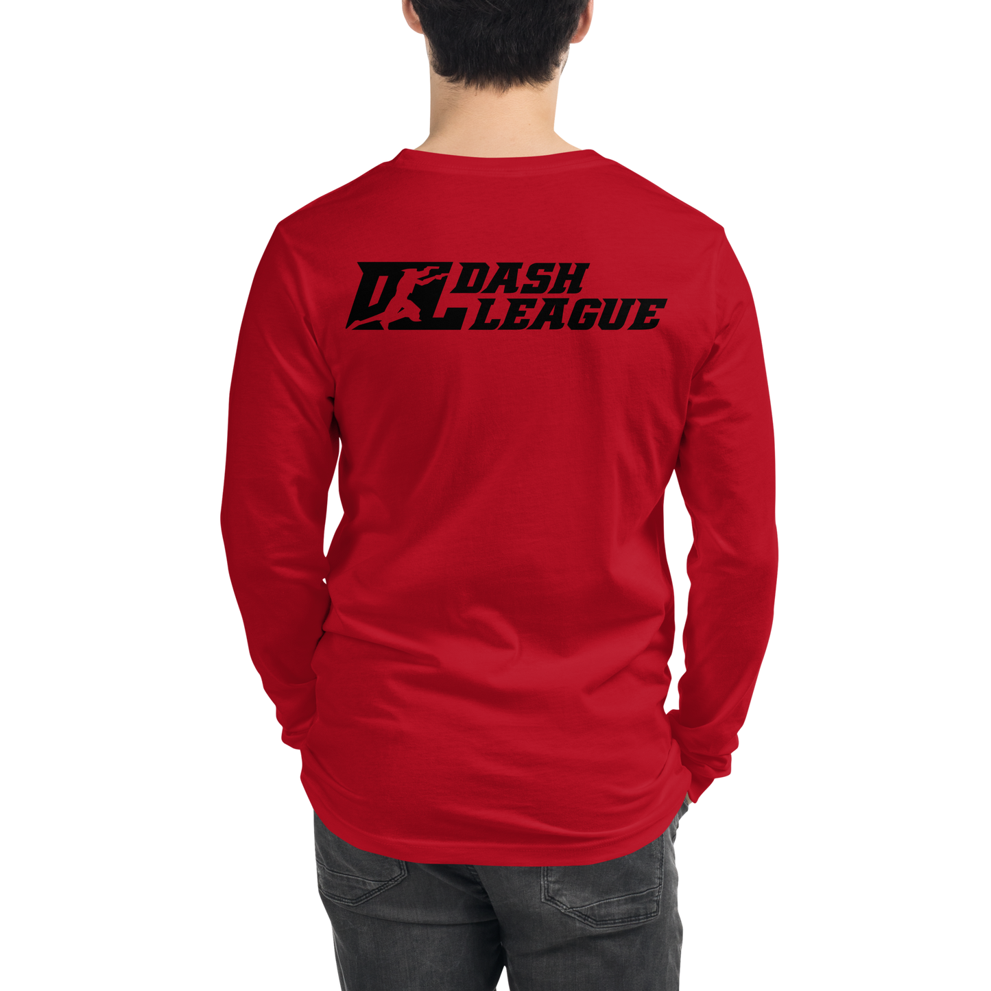 Camisa unisex de manga larga con logotipo DL de contorno negro (parte delantera y trasera)