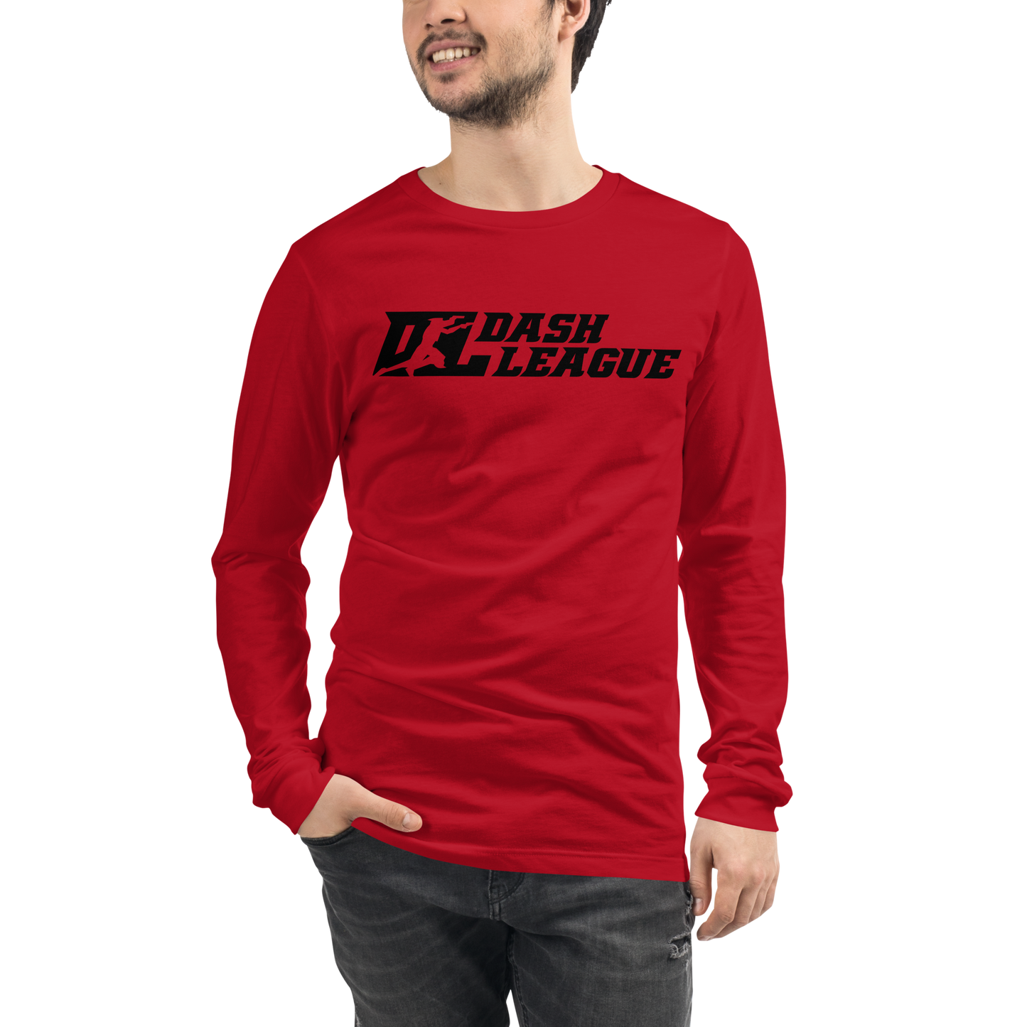 Camisa unisex de manga larga negra con logotipo DL ancho