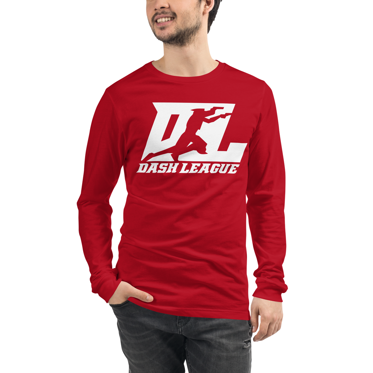 Camisa unisex de manga larga blanca con logotipo DL