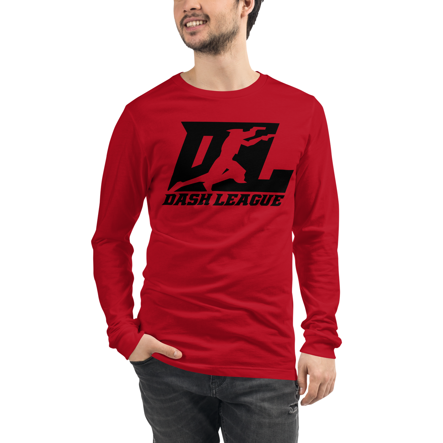 Camisa unisex de manga larga negra con logotipo DL