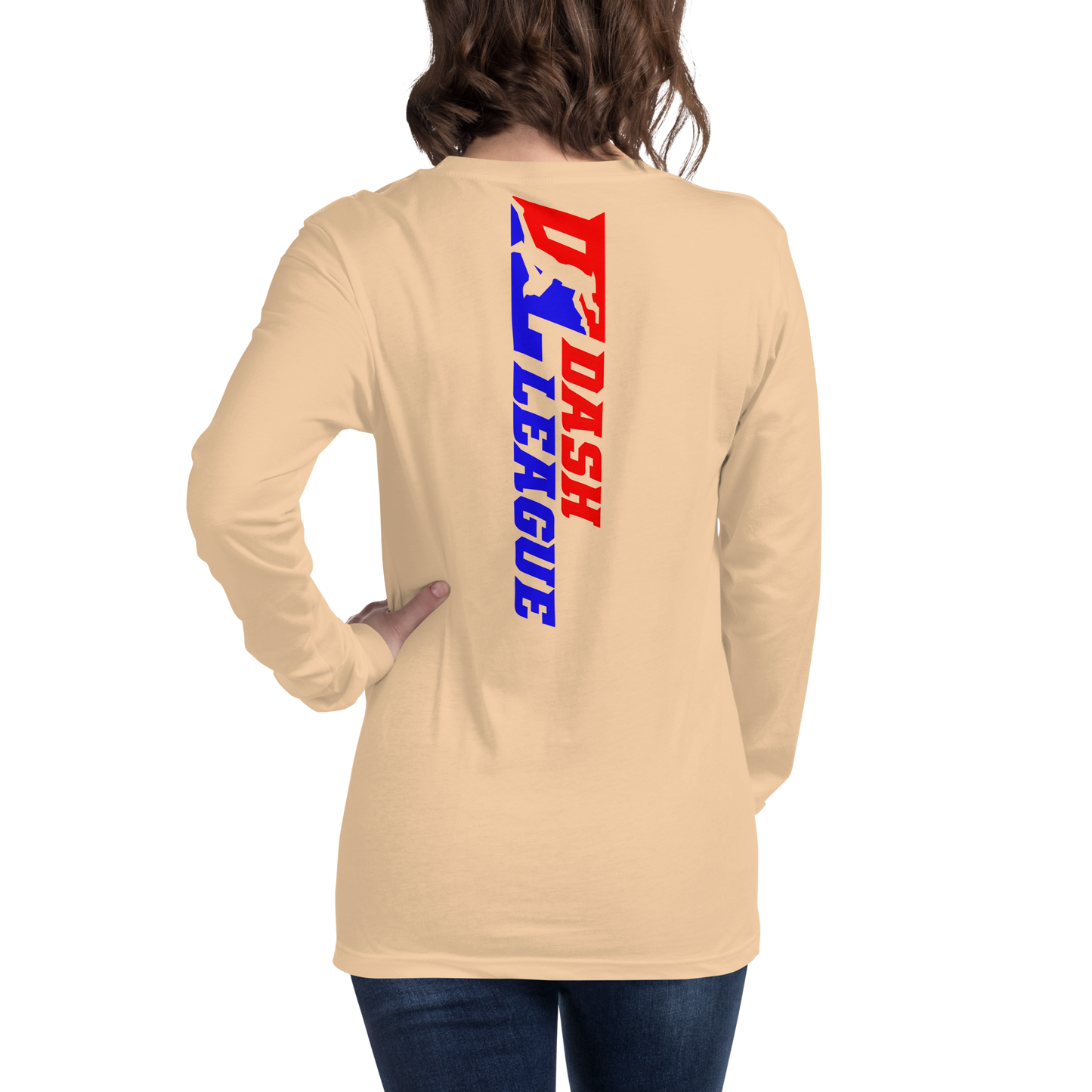 Camisa unisex de manga larga con logotipo DL de color ancho (delante y detrás)