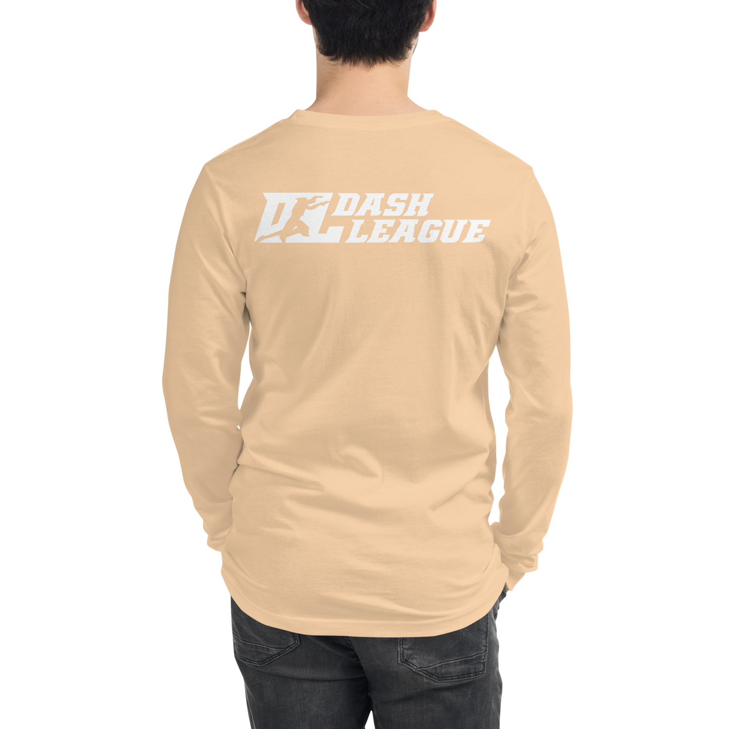 Chemise à manches longues unisexe blanche avec logo DL (devant + dos)