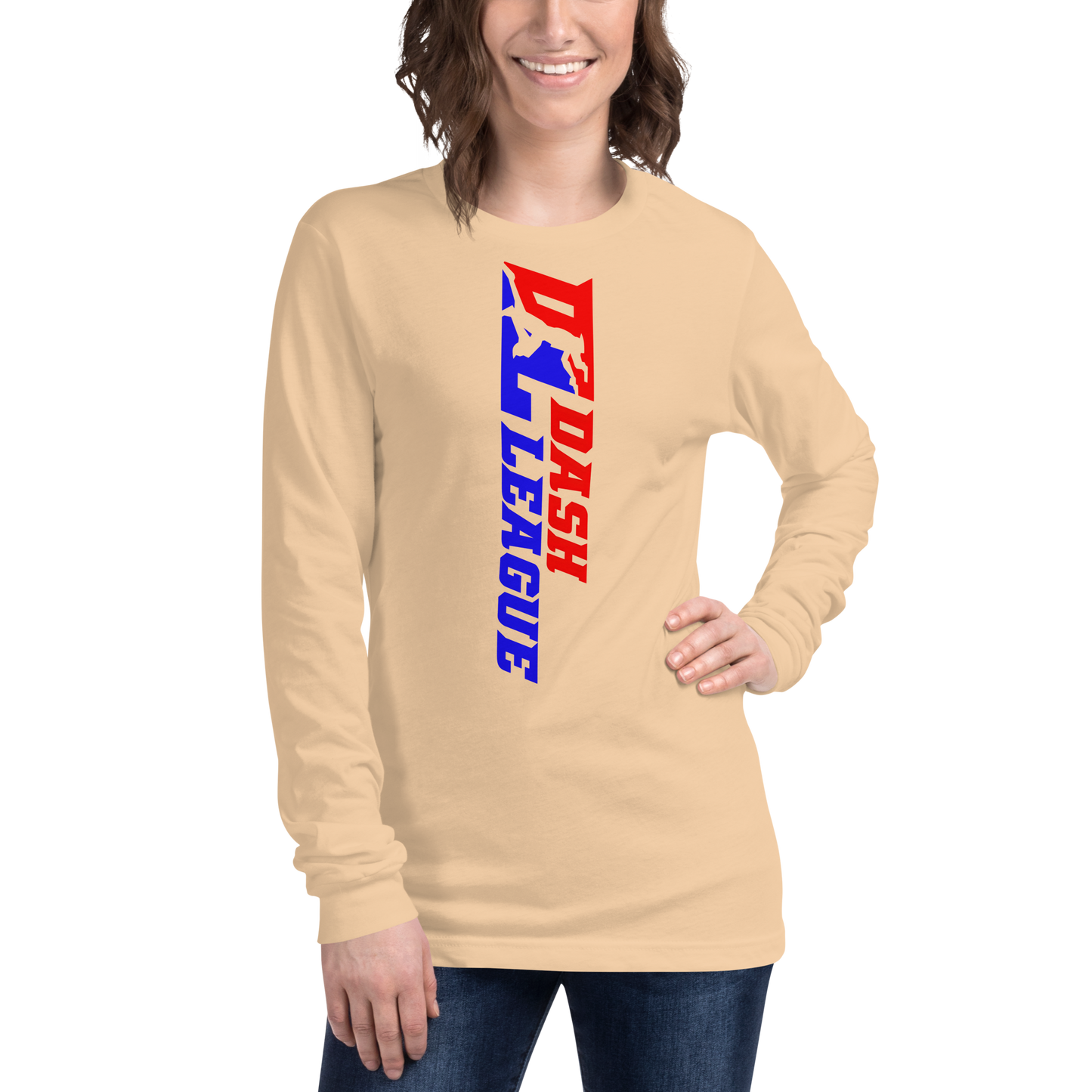 Camisa unisex de manga larga con logotipo DL de color ancho (delante y detrás)