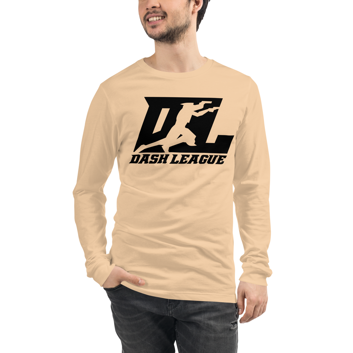 Camisa unisex de manga larga negra con logotipo DL