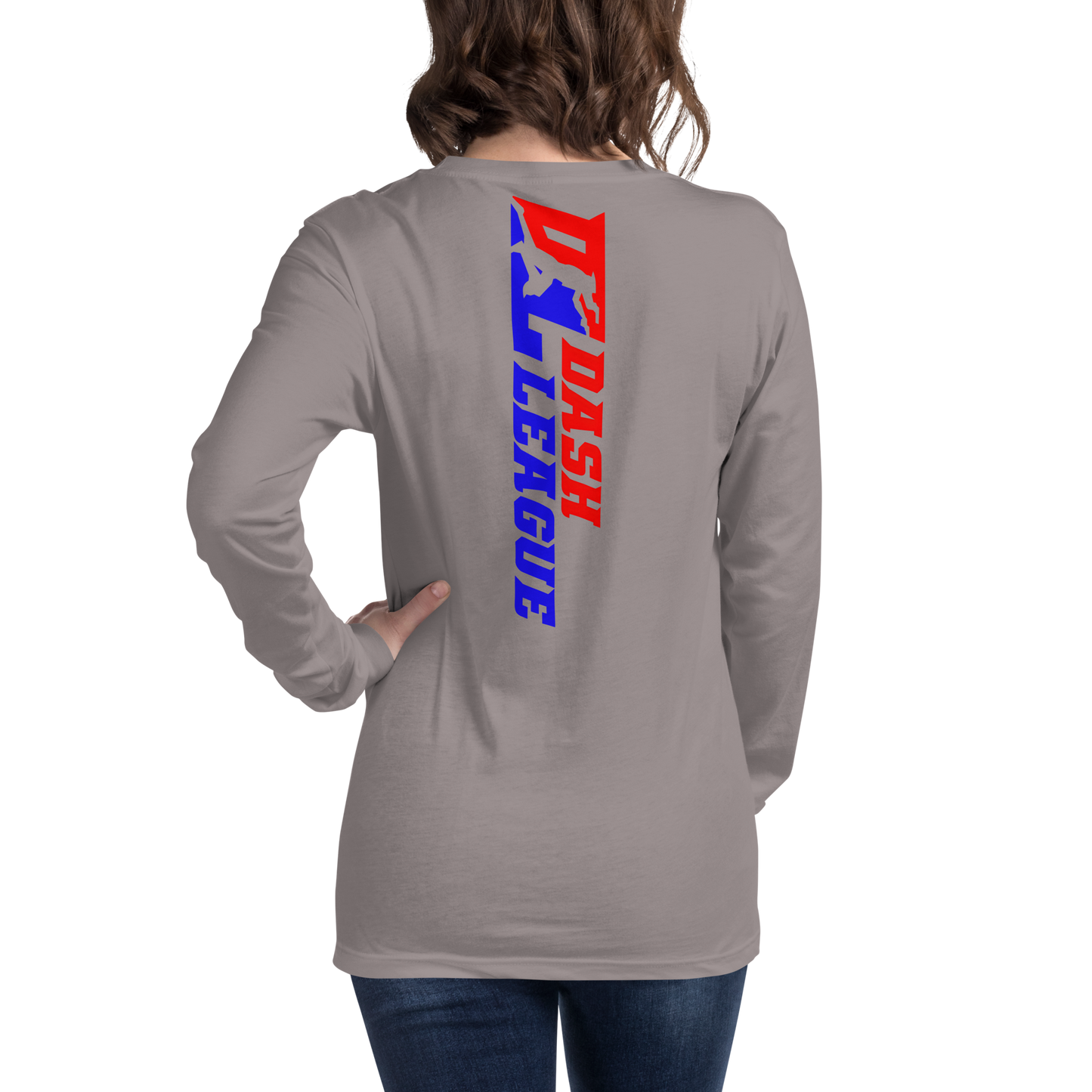 Camisa unisex de manga larga con logotipo DL de color ancho (delante y detrás)