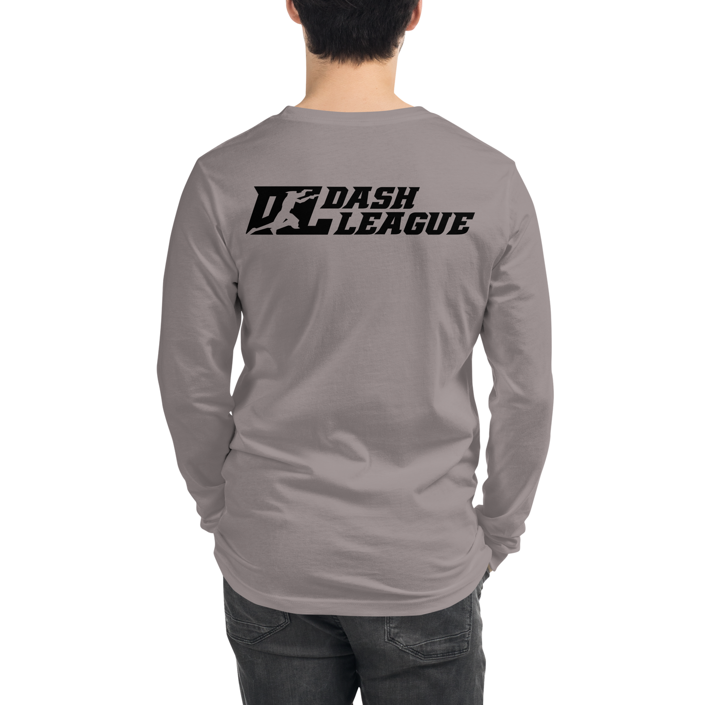 Camisa unisex de manga larga con logotipo DL de contorno negro (parte delantera y trasera)