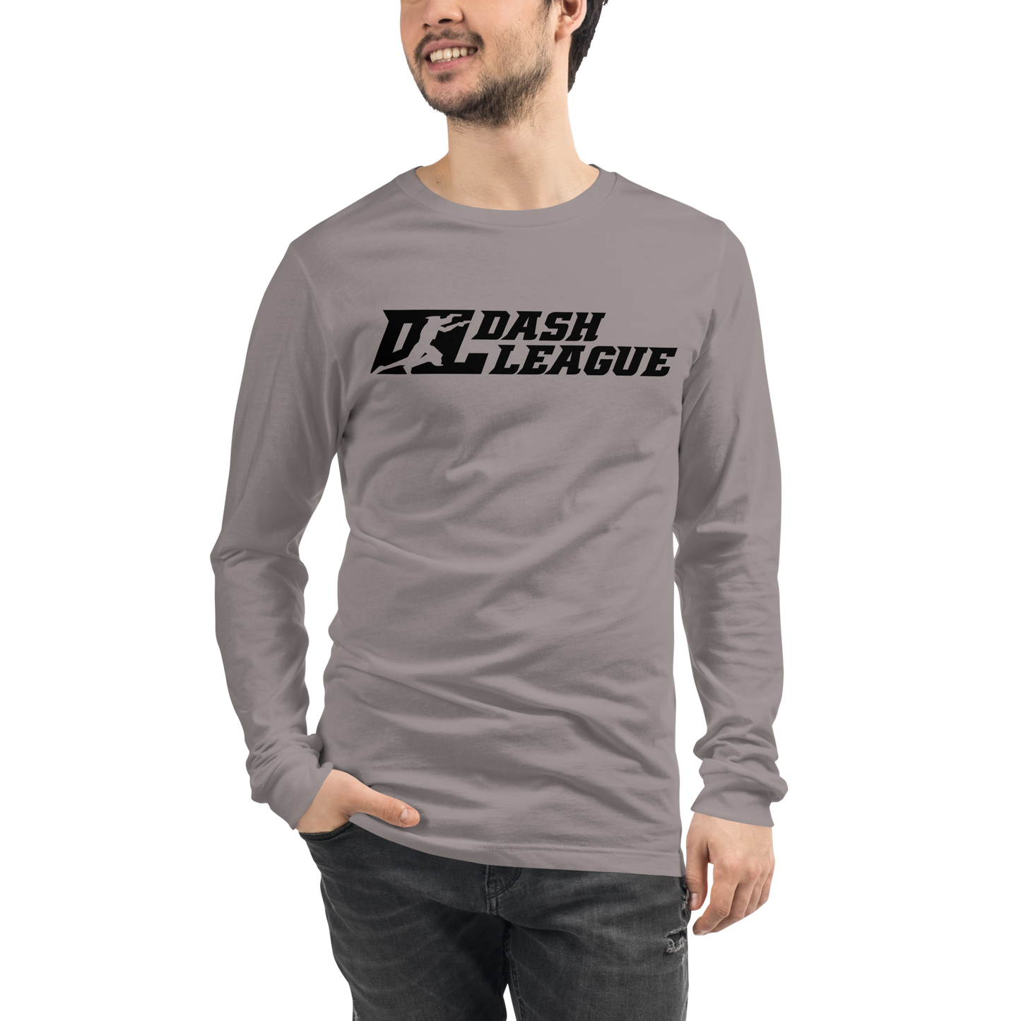Camisa unisex de manga larga negra con logotipo DL ancho