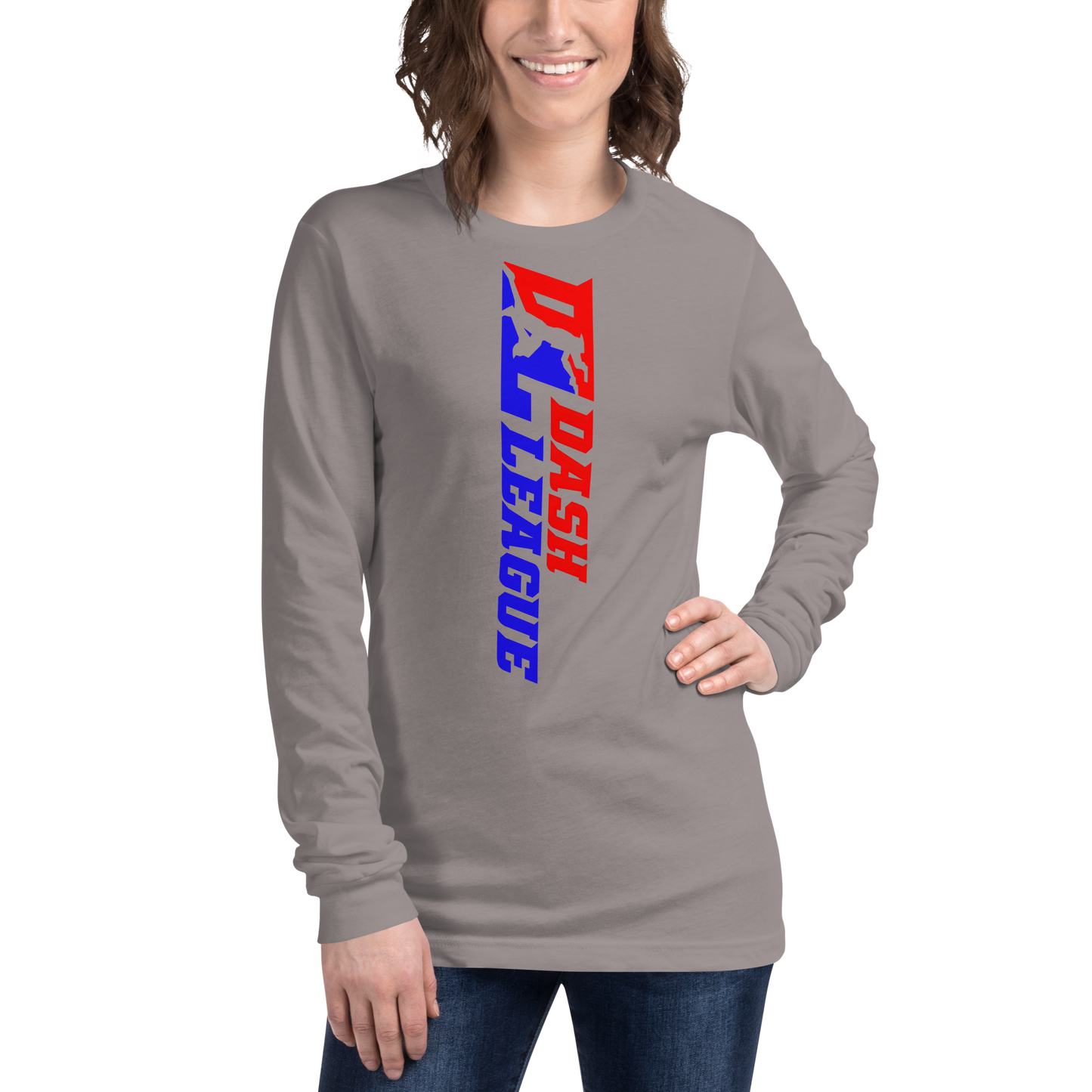 Camisa unisex de manga larga con logotipo DL de color ancho (delante y detrás)