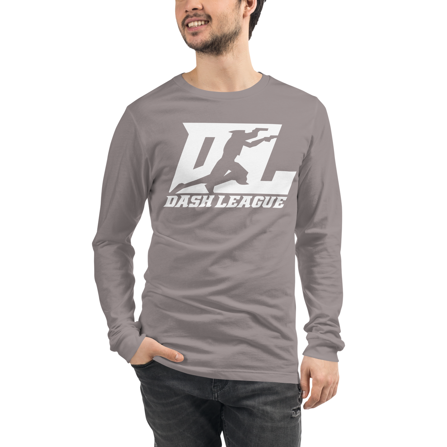 Camisa unisex de manga larga blanca con logotipo DL