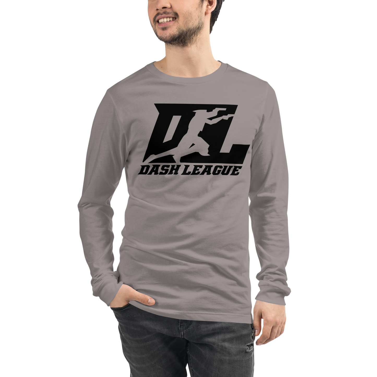 Camisa unisex de manga larga negra con logotipo DL