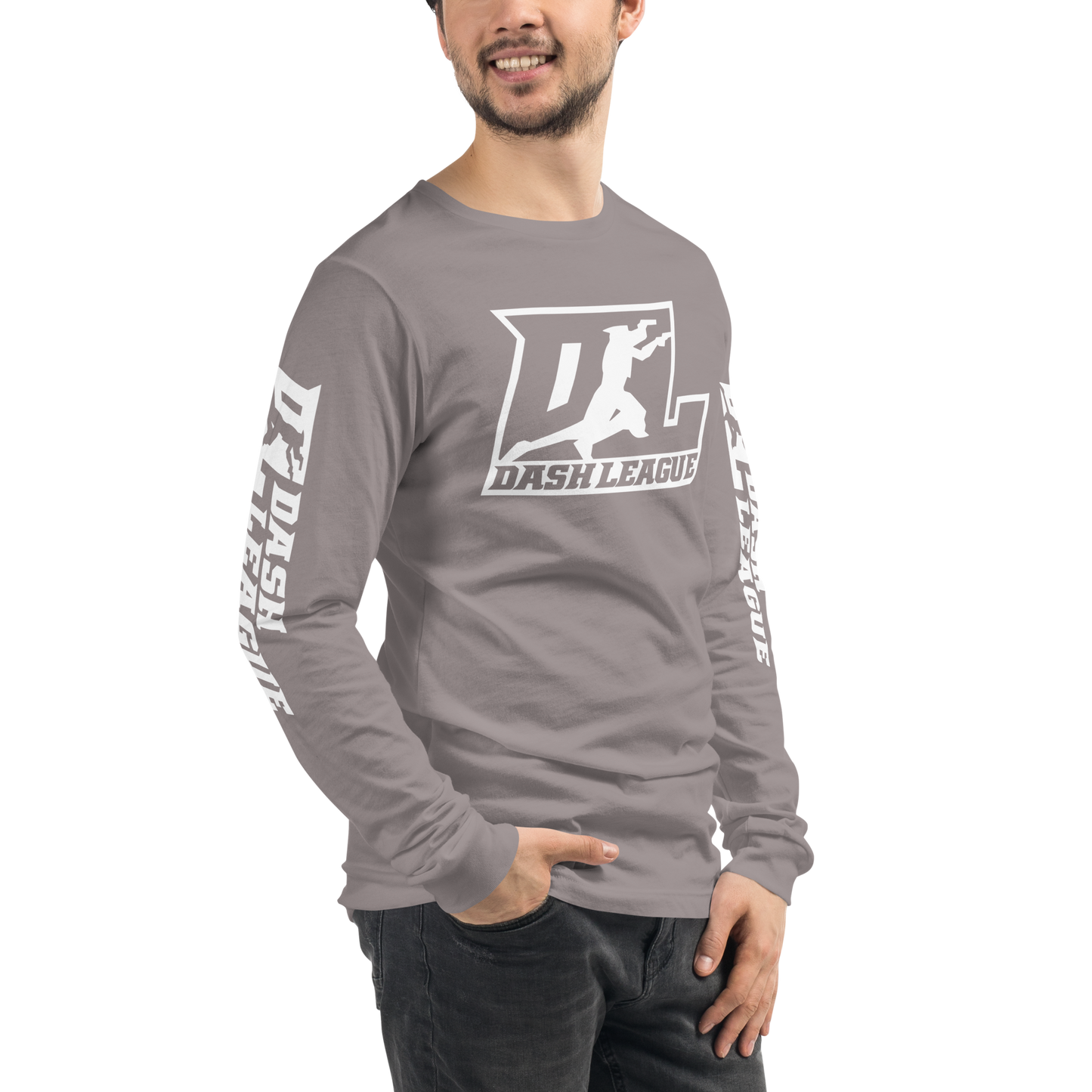 Long Sleeve Shirt White Outline DL Logo (Front+Sleeves)