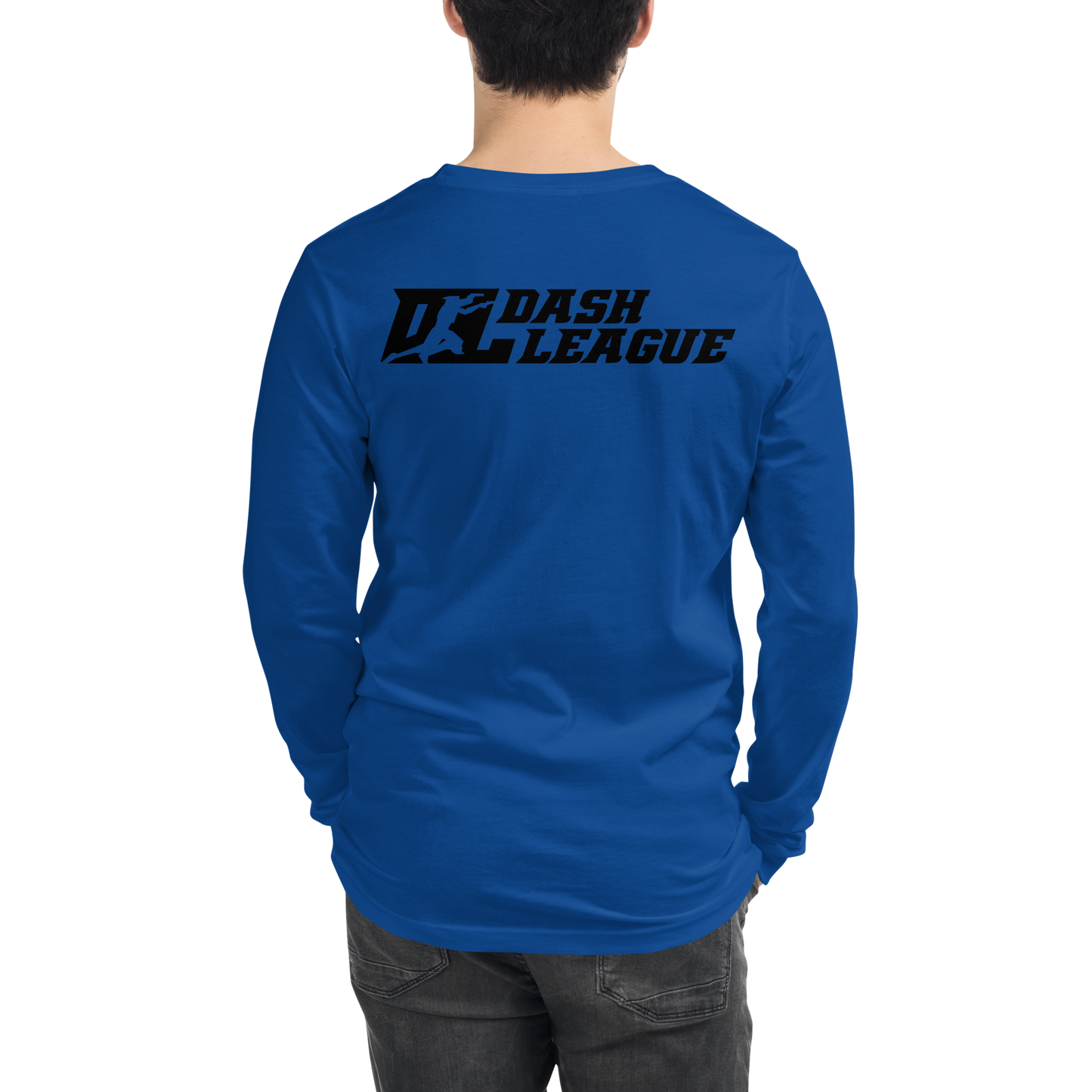 Camisa unisex de manga larga con logotipo DL de contorno negro (parte delantera y trasera)