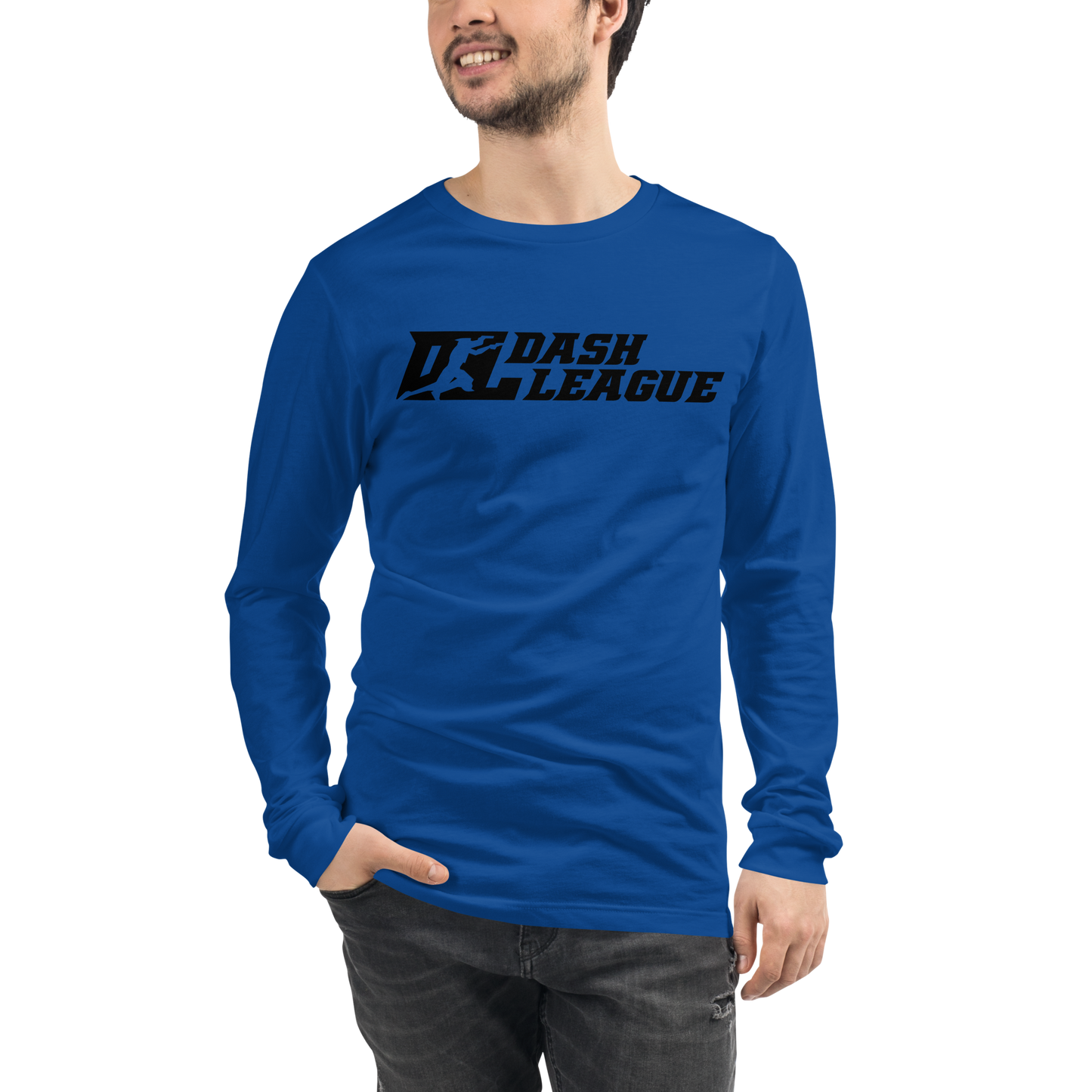 Camisa unisex de manga larga negra con logotipo DL ancho