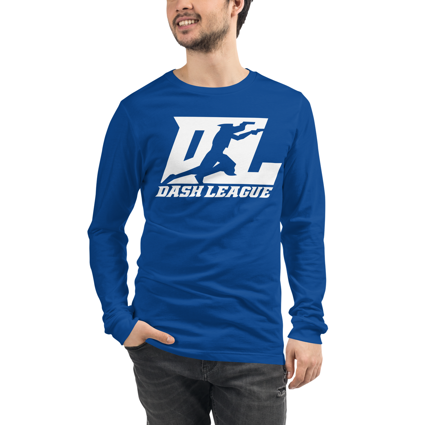 Camisa unisex de manga larga blanca con logotipo DL