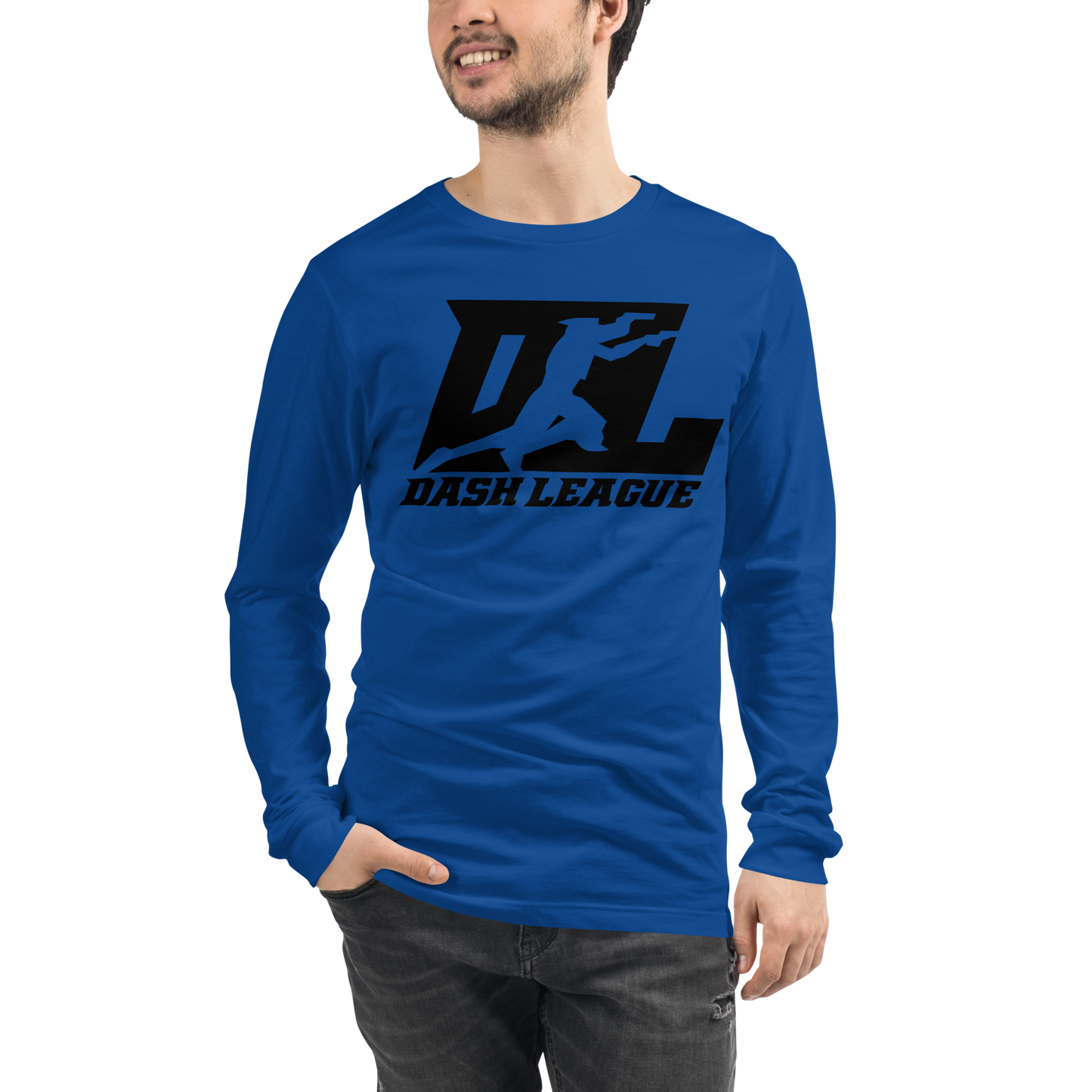 Camisa unisex de manga larga negra con logotipo DL