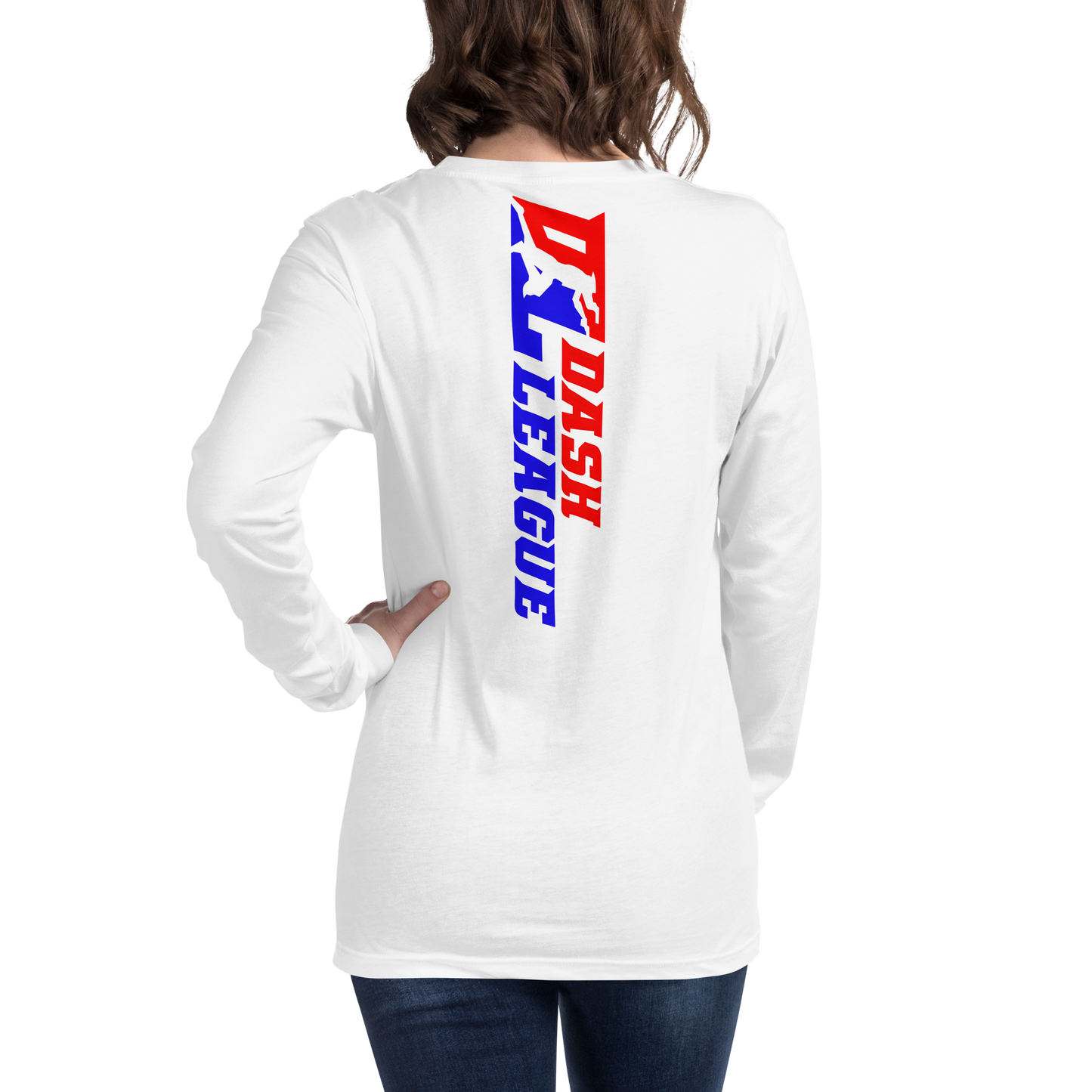 Camisa unisex de manga larga con logotipo DL de color ancho (delante y detrás)