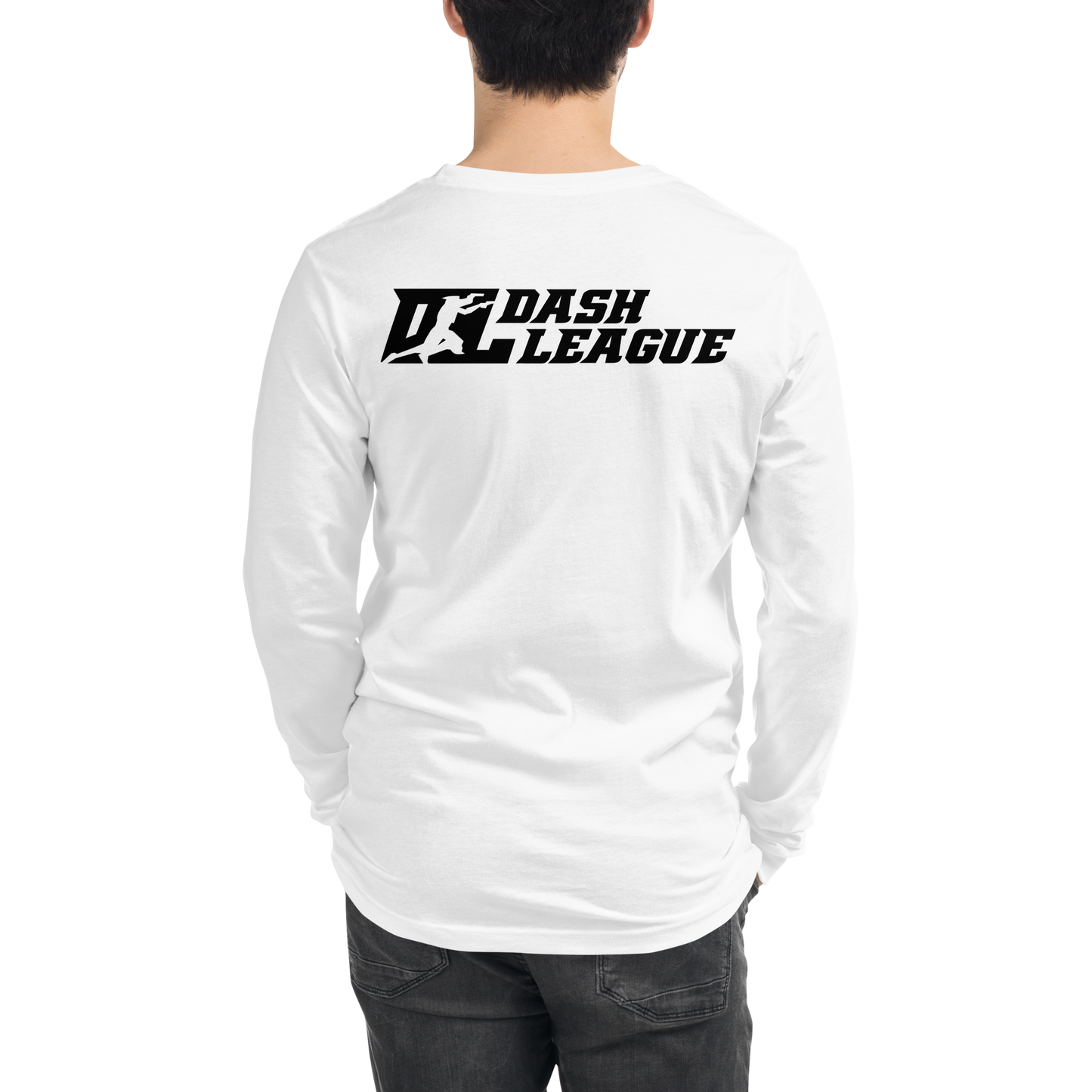 Camisa unisex de manga larga con logotipo DL de contorno negro (parte delantera y trasera)