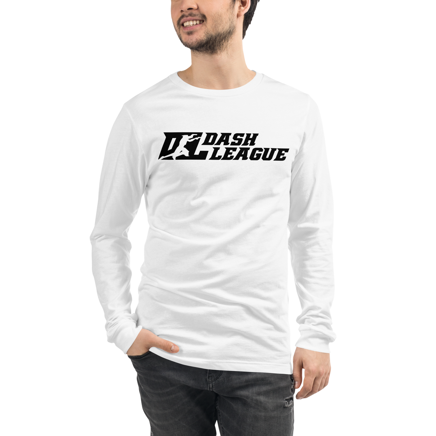 Camisa unisex de manga larga negra con logotipo DL ancho