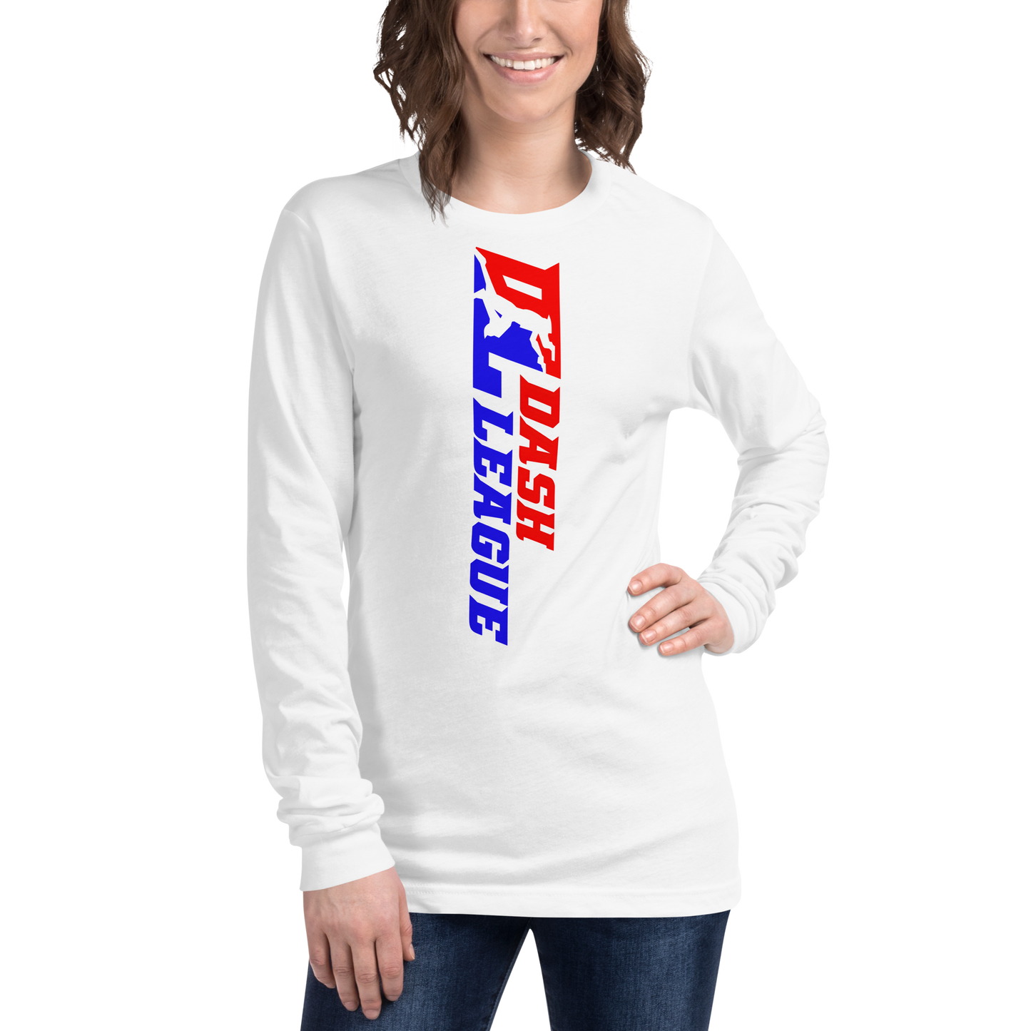 Camisa unisex de manga larga con logotipo DL de color ancho (delante y detrás)