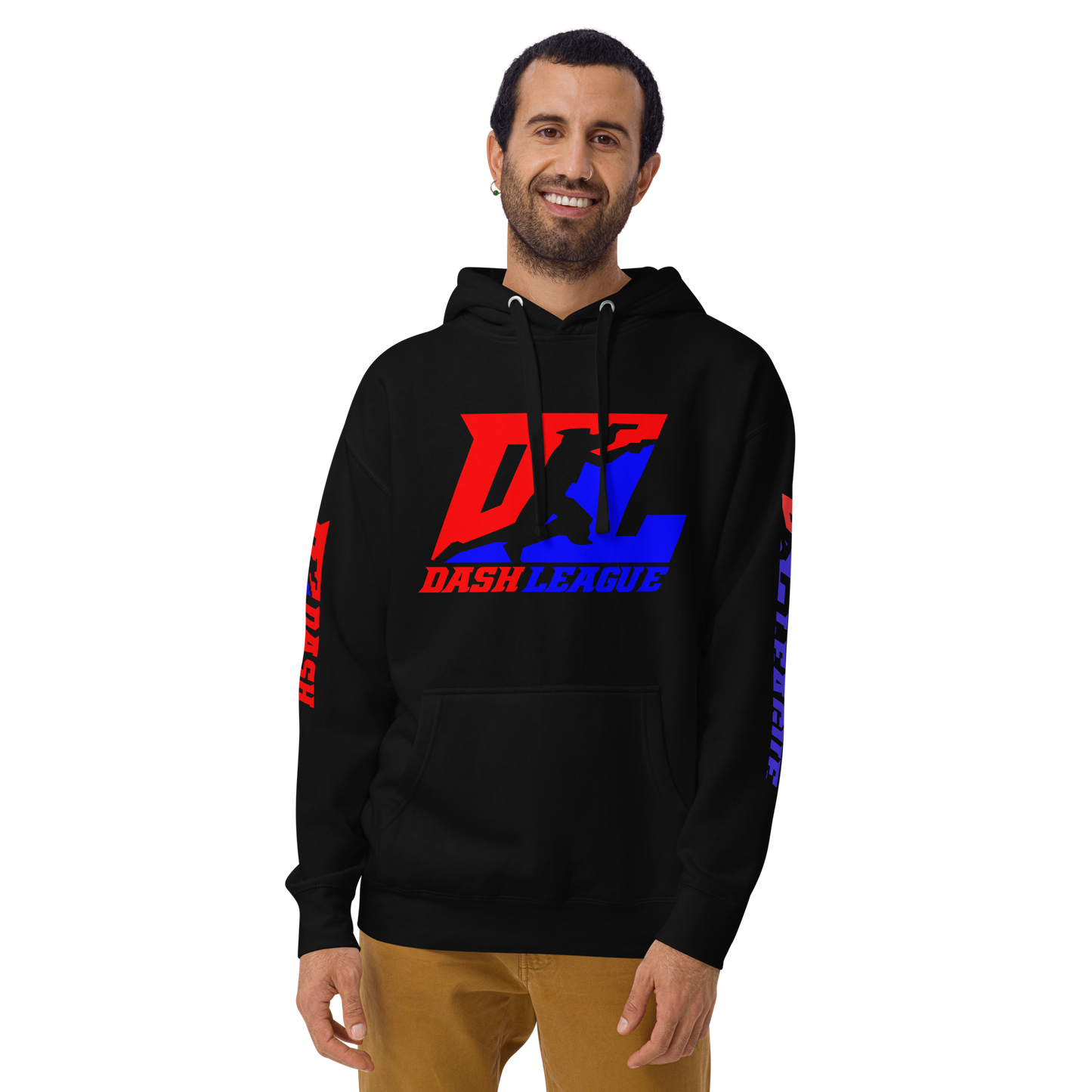 Sudadera unisex con capucha y logotipo DL en color (parte delantera y mangas)