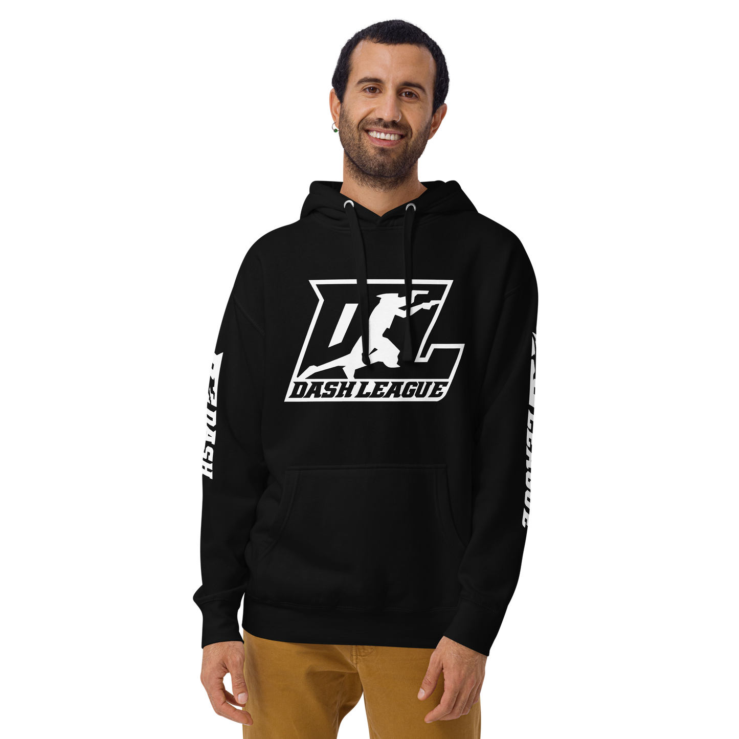 Sweat à capuche unisexe avec logo DL blanc (devant + manches)