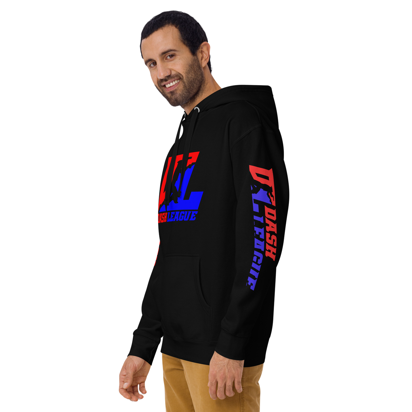 Sudadera unisex con capucha y logotipo DL en color (parte delantera y mangas)