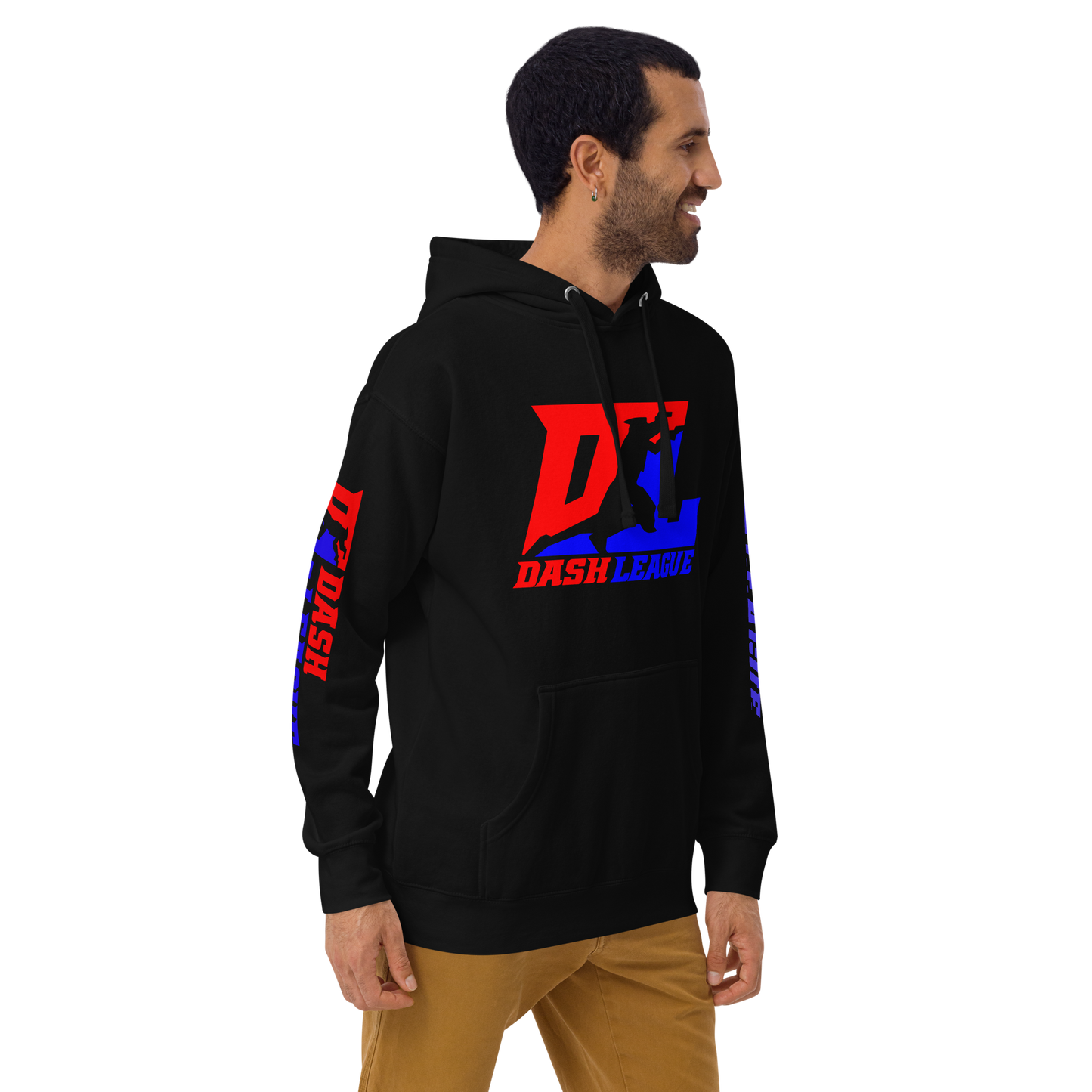 Sudadera unisex con capucha y logotipo DL en color (parte delantera y mangas)