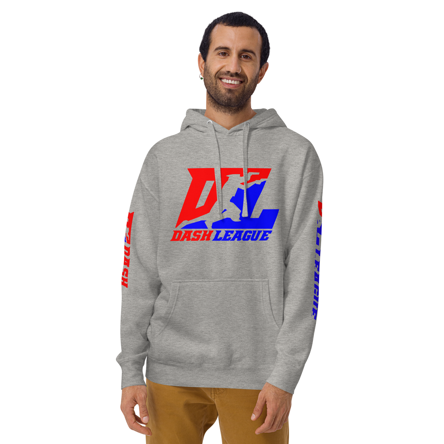Sudadera unisex con capucha y logotipo DL en color (parte delantera y mangas)