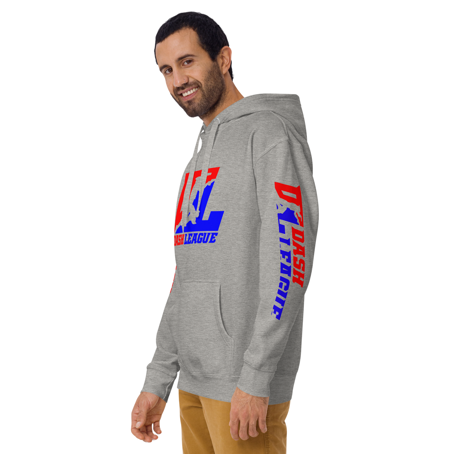 Sudadera unisex con capucha y logotipo DL en color (parte delantera y mangas)