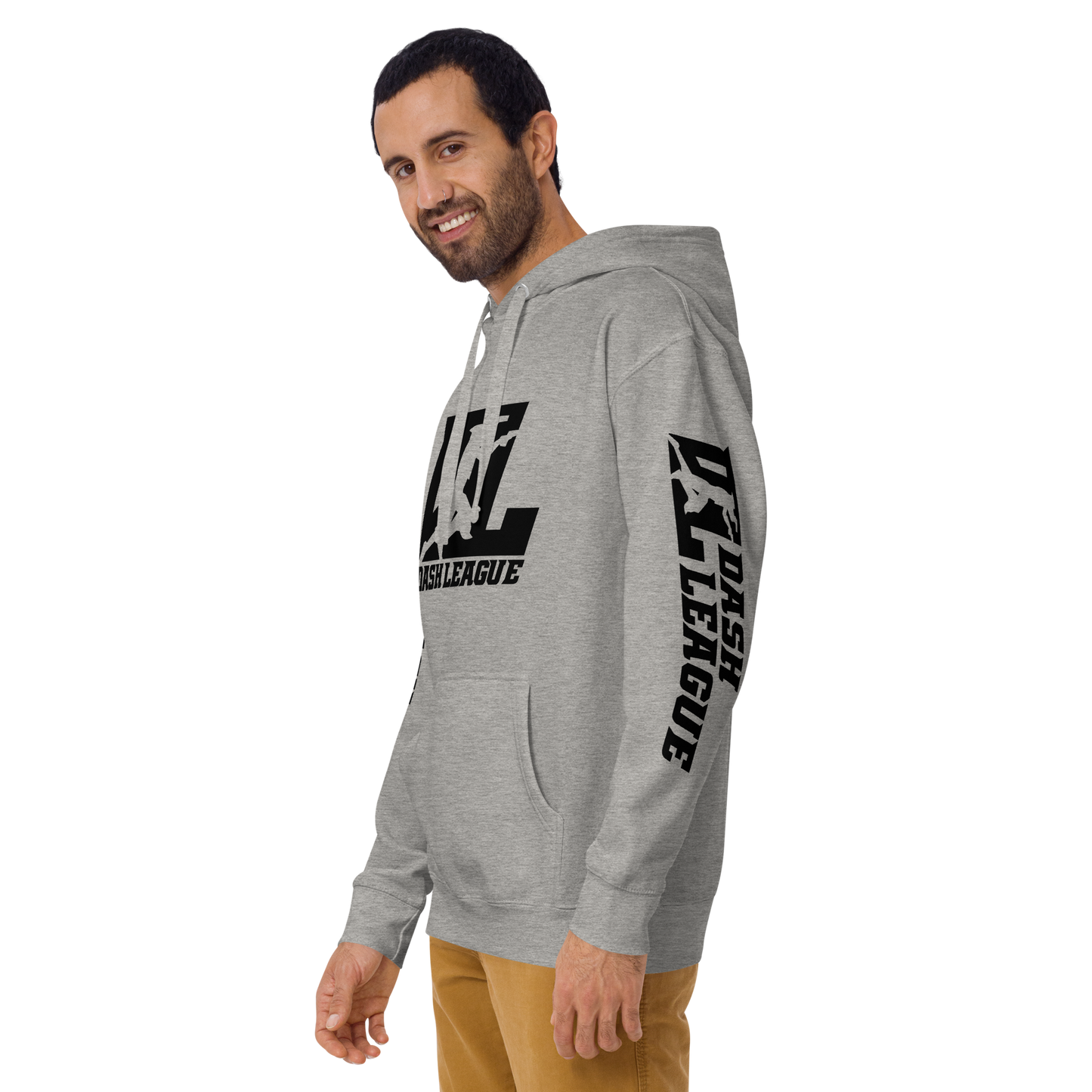 Sweat à capuche unisexe noir avec logo DL (devant + manches)