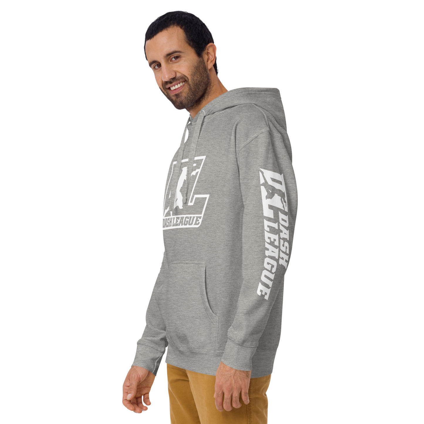 Sweat à capuche unisexe avec logo DL blanc (devant + manches)