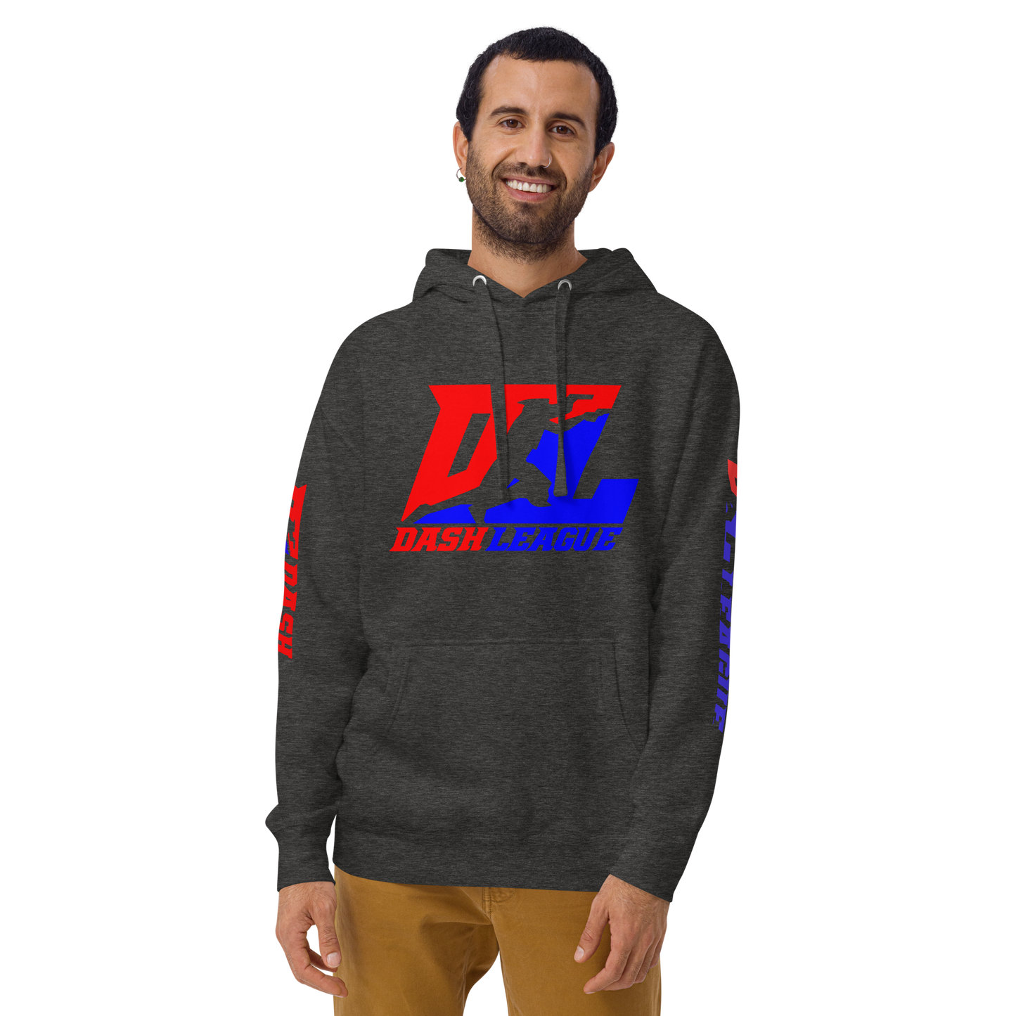 Sudadera unisex con capucha y logotipo DL en color (parte delantera y mangas)