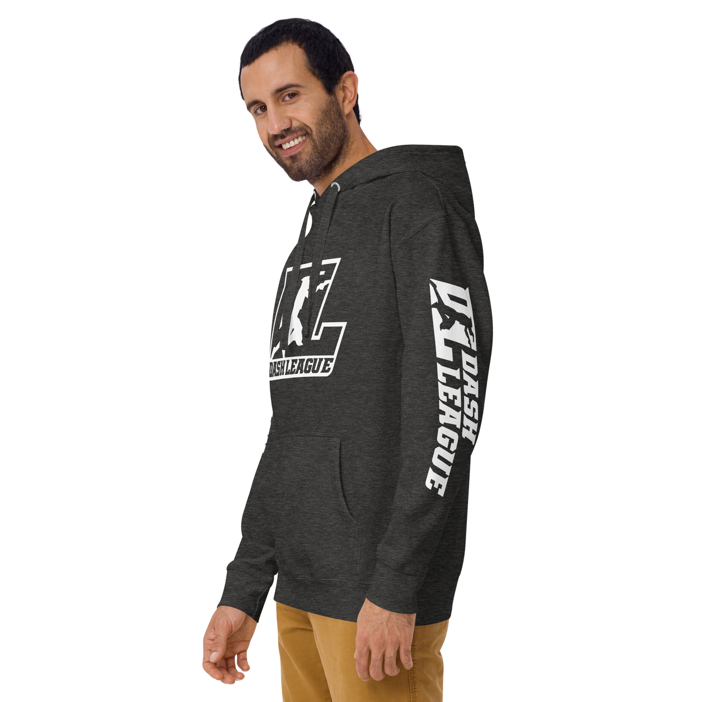 Sweat à capuche unisexe avec logo DL blanc (devant + manches)