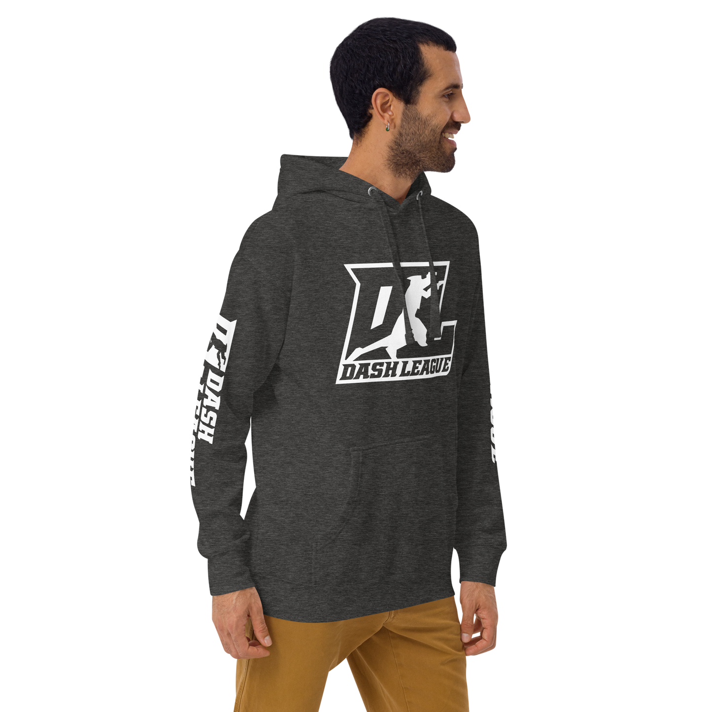 Sweat à capuche unisexe avec logo DL blanc (devant + manches)