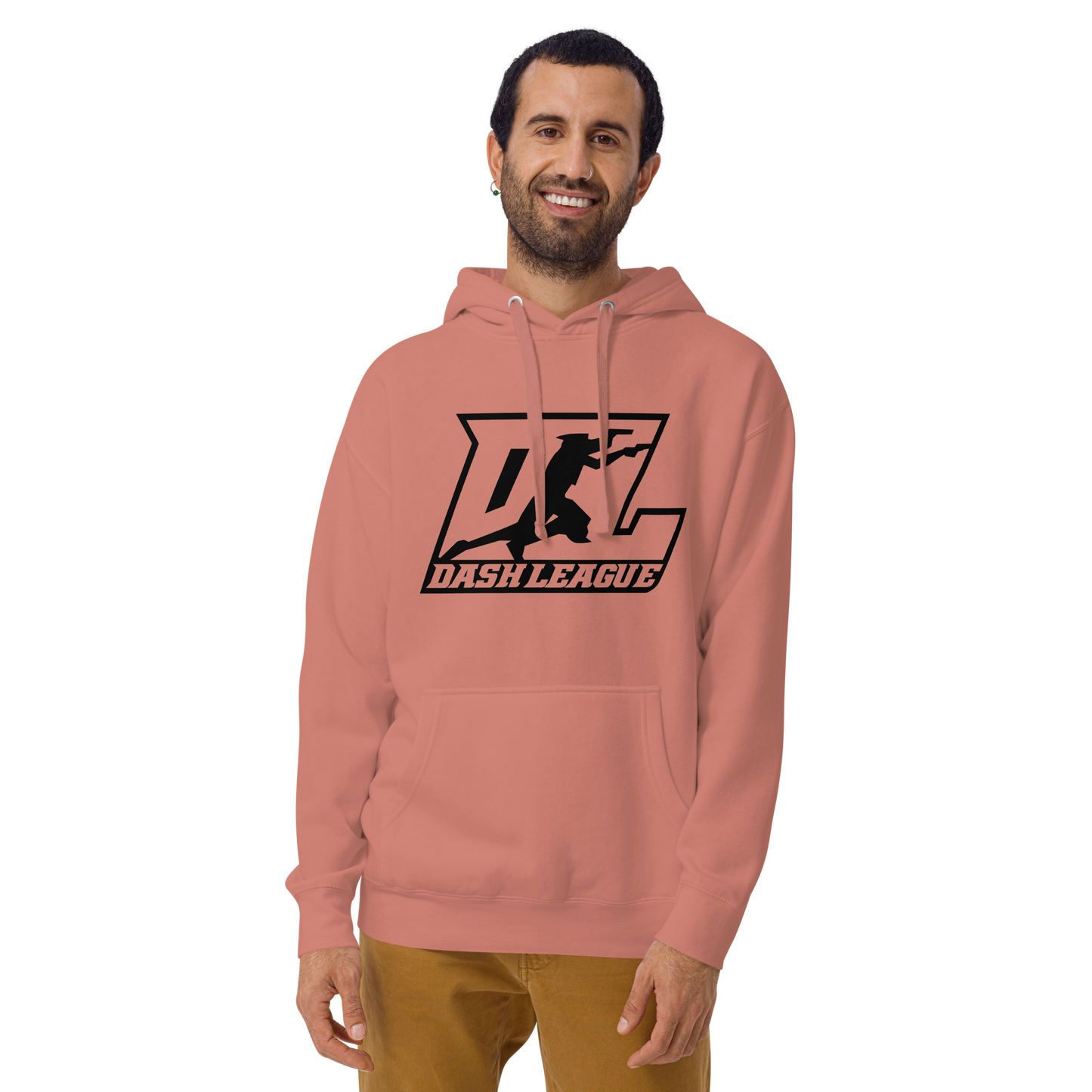 Sweat à capuche unisexe avec logo DL noir (avant + arrière)