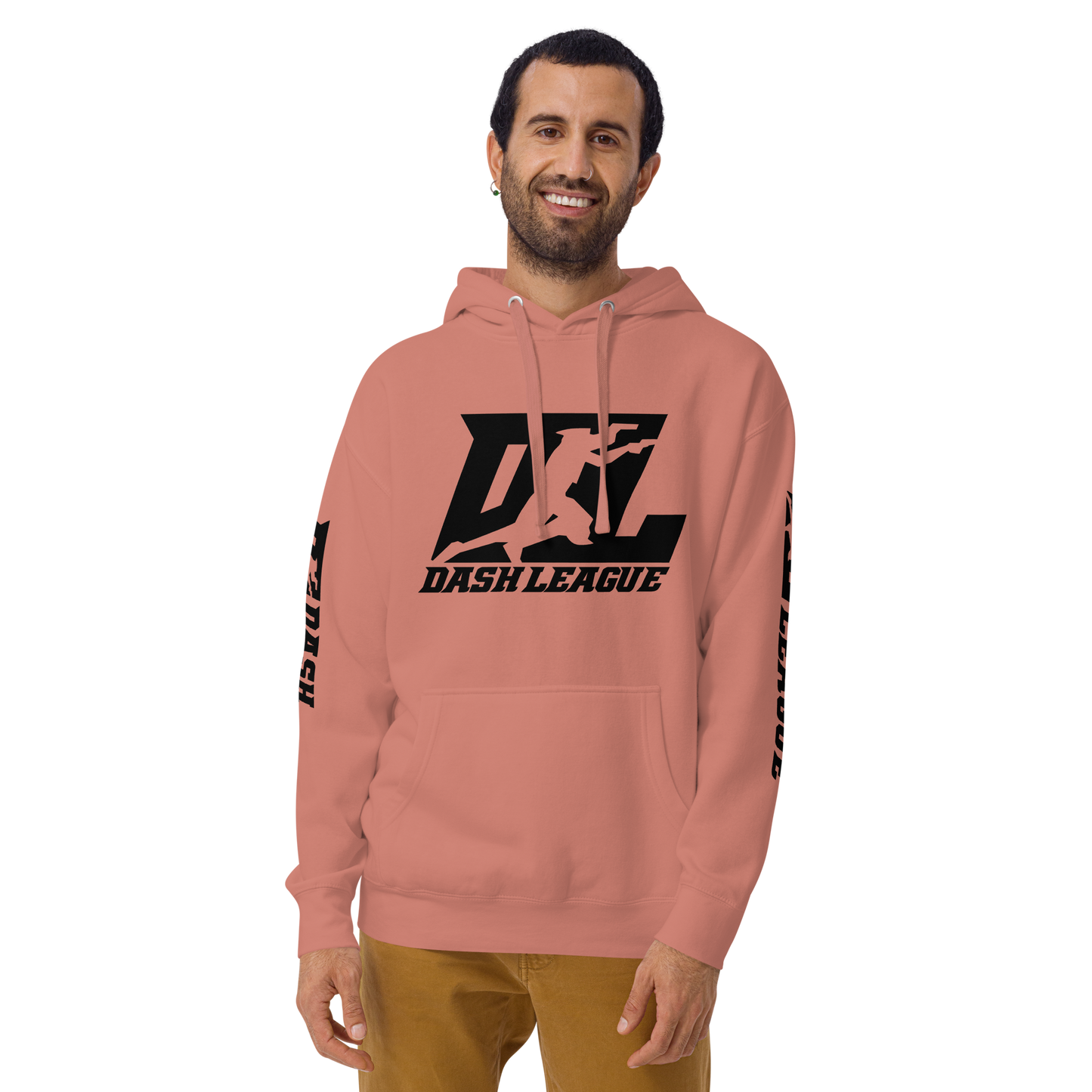Sweat à capuche unisexe noir avec logo DL (devant + manches)